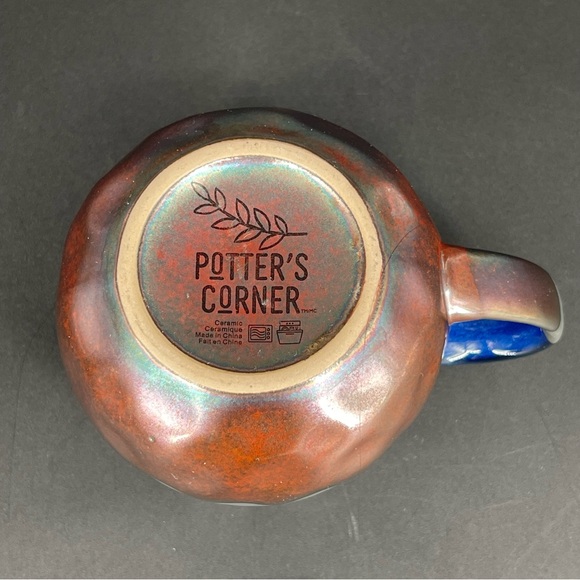 Potter's Corner Jayde Dip Royal Blue Dye Coffee Mug Hammered Bulb 16oz - Picture 3 of 10